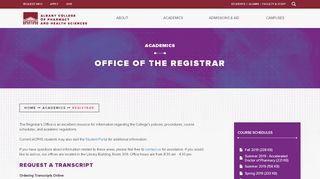 
                            9. Registrar | Albany College of Pharmacy and Health Sciences