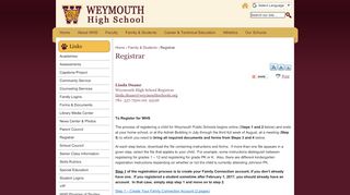 
                            5. Registrar | Weymouth Public Schools