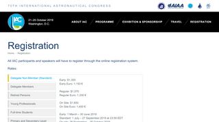 
                            3. Registration | AIAA - IAC 2019