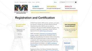 
                            7. Registration and Certification - Midwest Reliability Organization