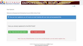 
                            2. Registration Check Page - ESA Application