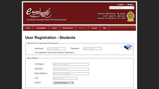 
                            1. Registration for Students - e-thaksalawa