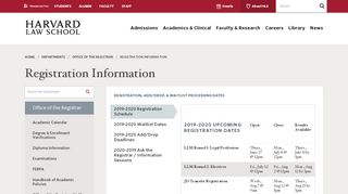 
                            7. Registration Information | Harvard Law School