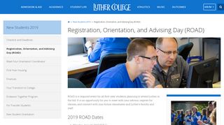 
                            8. Registration, Orientation, and Advising Day (ROAD ... - Luther College