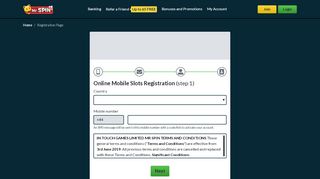 
                            2. Registration Page - Mr Spin Mobile Casino