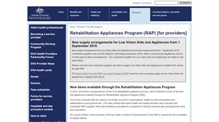 
                            1. Rehabilitation Appliances Program (RAP) [for providers ... - DVA