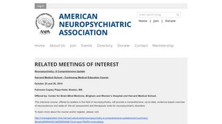 
                            4. Related Meetings of ... - American Neuropsychiatric Association