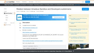 
                            7. Relation between Amadeus Sandbox and Developers subdomains - Stack ...