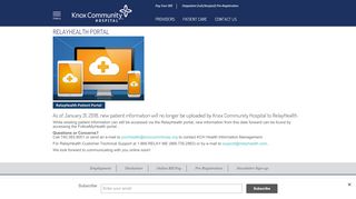 
                            3. RelayHealth Portal | Knox Community Hospital