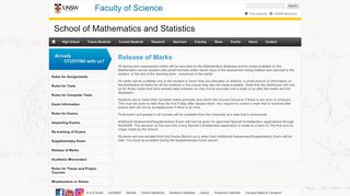 
                            2. Release of Marks - School of Mathematics and Statistics - UNSW