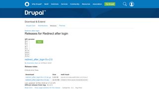 
                            2. Releases for Redirect after login | Drupal.org