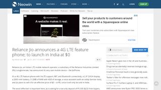 
                            9. Reliance Jio announces a 4G LTE feature phone; to launch ...