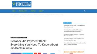 
                            7. Reliance Jio Payment Bank - Trick Ideas