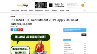 
                            6. RELIANCE JIO Recruitment: Various Post Available at ...