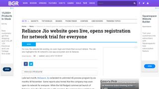 
                            4. Reliance Jio website goes live, opens registration for network ...