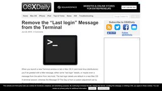 
                            3. Remove the “Last login” Message from the Terminal - OSXDaily