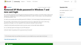 
                            4. Removed XP Mode password in Windows 7 and now cant login ...