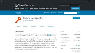 
                            2. Rename wp-login.php – WordPress plugin | WordPress.org