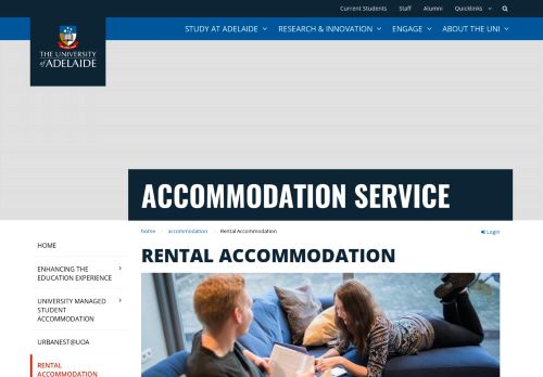 
                            2. Rental Accommodation - University of Adelaide