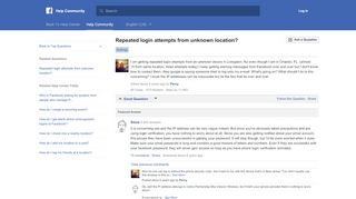 
                            1. Repeated login attempts from unknown location? | Facebook ...