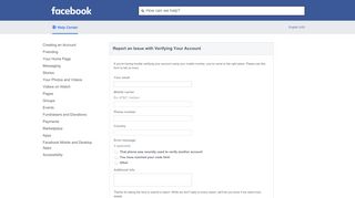 
                            4. Report an Issue with Verifying Your Account | Facebook