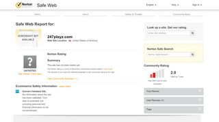 
                            1. Report for 247playz.com | Norton Safe Web