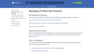 
                            4. Reporting a Problem with Facebook | Facebook Help Center ...