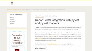 
                            2. ReportPortal integration with pytest and pytest markers - Qxf2 ...