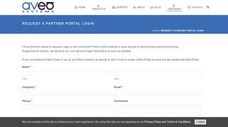 
                            2. Request a Partner Portal Login - Aveo Systems