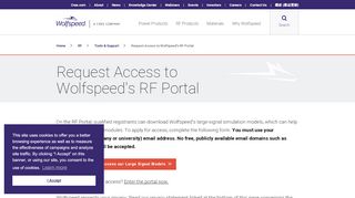 
                            3. Request Access to RF Portal | Wolfspeed