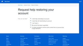 
                            7. Request help restoring your account - Twitter Help …