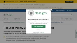 
                            2. Request weekly unemployment benefits | Mass.gov