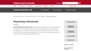 
                            6. Requesting a Roommate - Valdosta State University