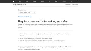 
                            7. Require a password after waking your Mac - Apple …