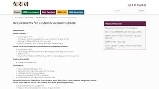 
                            6. Requirements for Customer Account Update - GET IT Portal