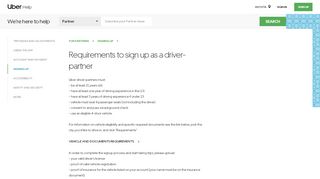 
                            8. Requirements to sign up as a driver-partner | Uber