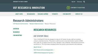 
                            4. Research Resources - Research Administrators | USF ...