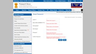 
                            1. Reset Account | Passport Seva