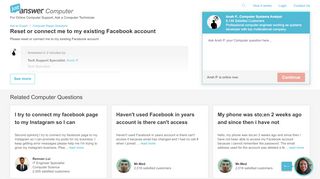 
                            7. Reset or connect me to my existing Facebook account