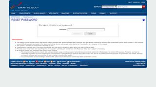 
                            6. Reset Password - GRANTS.GOV