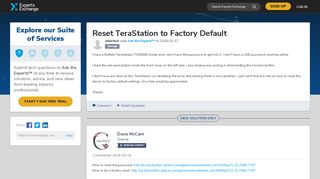 
                            7. Reset TeraStation to Factory Default - Experts …