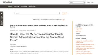 
                            6. Reset the My Services account or Identity Domain Administrator ...