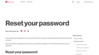 
                            8. Reset your password | Pinterest help
