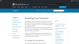 
                            9. Resetting Your Password | WordPress.org