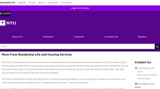 
                            8. Residential Life and Housing Services - NYU