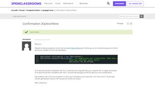 
                            5. [Résolu] Confirmation JOptionPane - OpenClassrooms