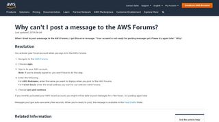 
                            2. Resolve Errors Posting to the AWS Forums