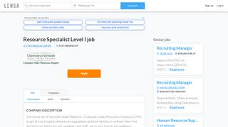 
                            6. Resource Specialist Level I job in Plattsburgh at CVPH Medical Center ...