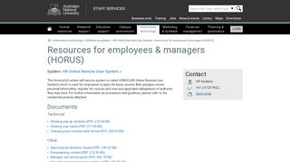 
                            2. Resources for employees & managers (HORUS) - Staff Services - ANU