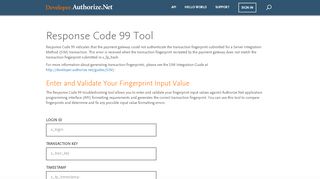 
                            7. Response Code 99 Tool - Authorize.net Developer